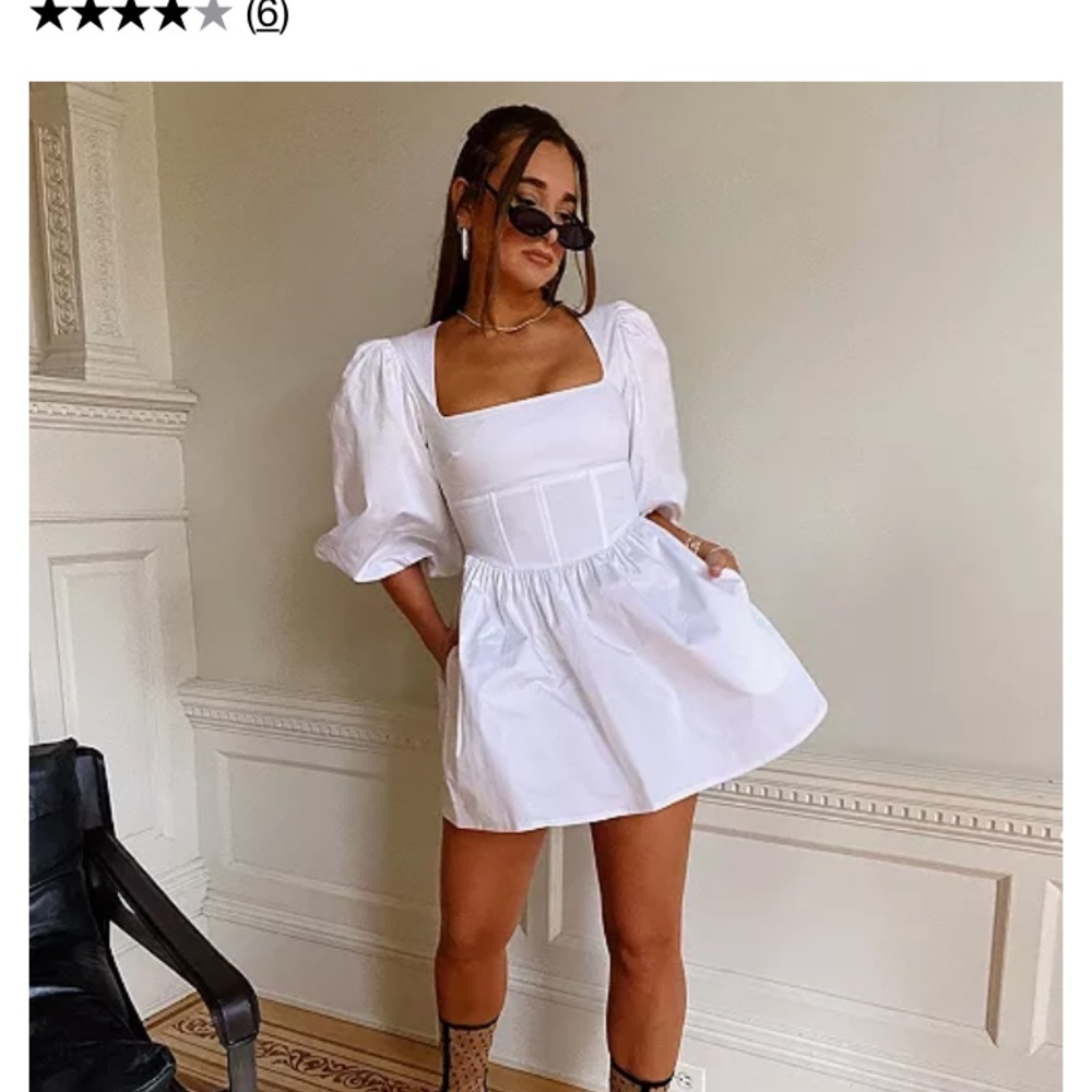 Danielle Bernstein white poplin mini dress